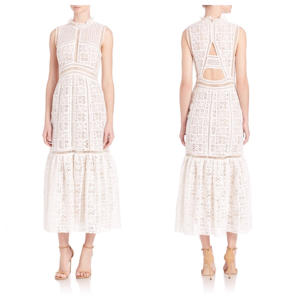 Rebecca Taylor Lace Crochet Dress in white